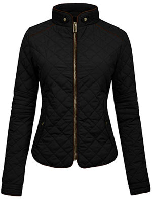 NE PEOPLE Womens Lightweight Quilted Zip Jacket, Small, NEWJ22BLACK